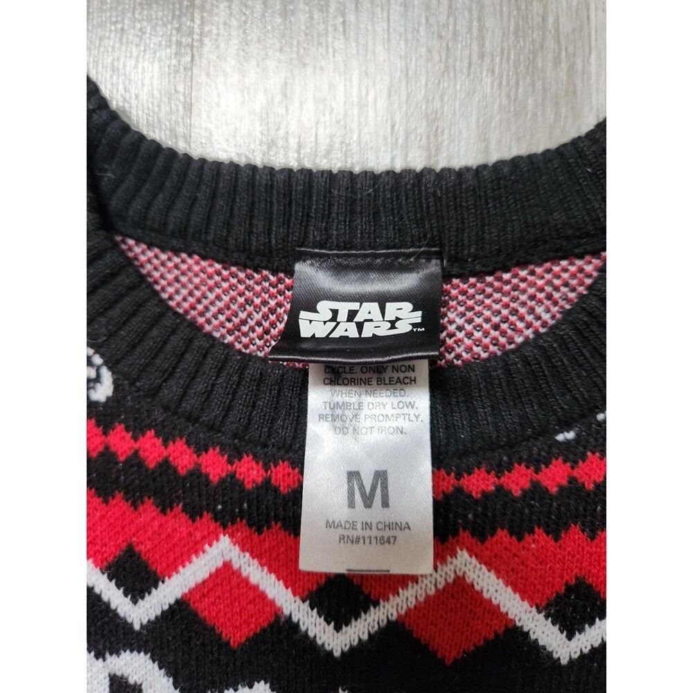 Disney Star Wars Holiday Sweater Red Black Merry Sithmas Darth Vader Thick Sz M - Picture 3 of 7